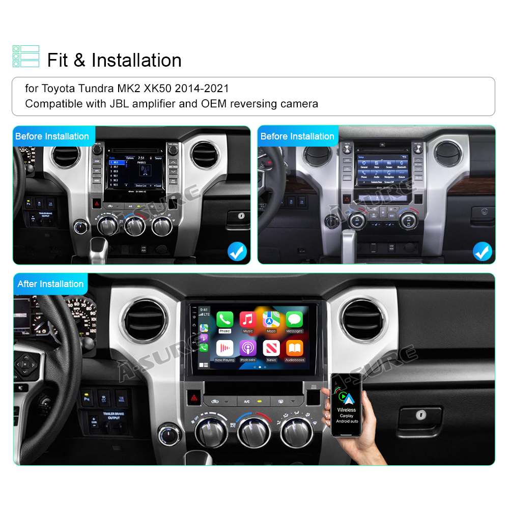 A-Sure Autoradio Toyota Tundra XK50 2+32GB CarPlay