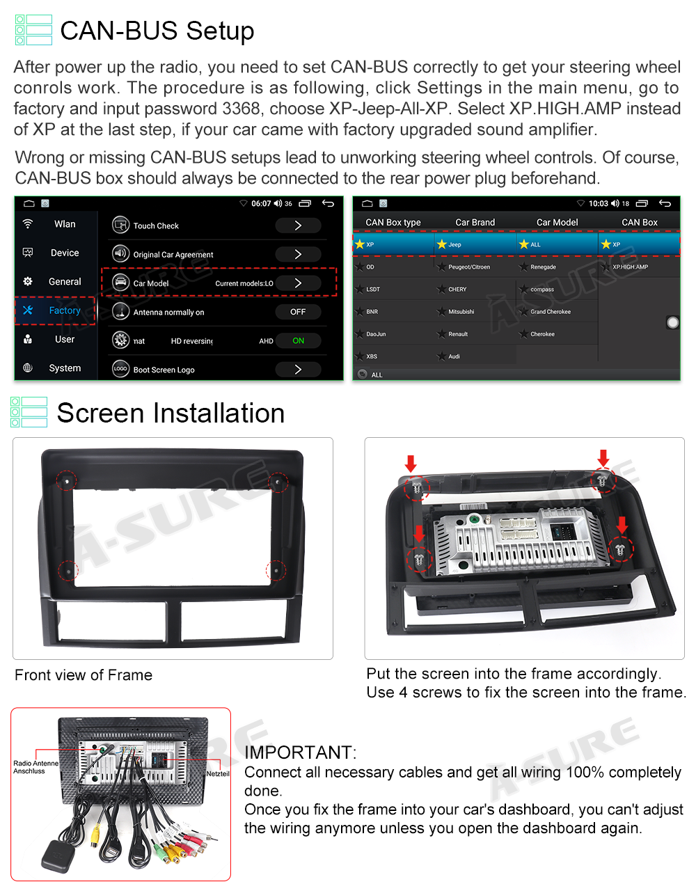 A-Sure GPS 9 Zoll Android 11 Autoradio Jeep Grand Cherokee Navi
