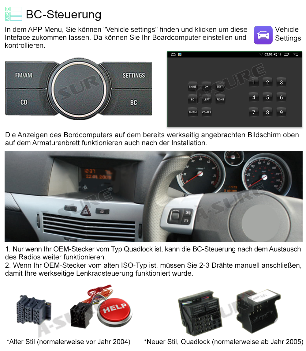A-Sure GPS Opel Astra H Autoradio 8 Zoll 2+32GB CarPlay