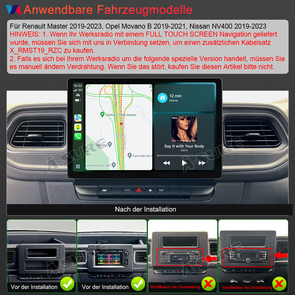 A-Sure GPS Master Movano Autoradio 13,1 Zoll 4+64GB mit Kamera