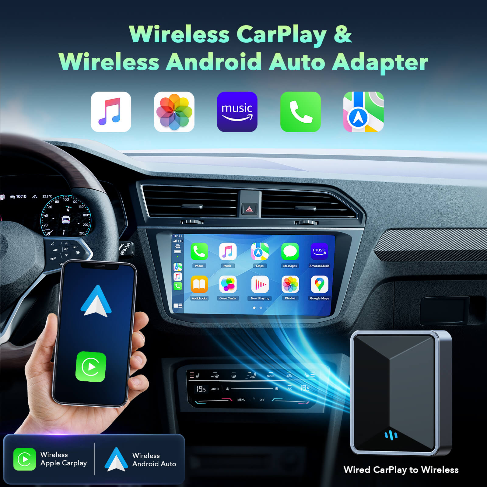 LAMTTO Adapter RC21 Wireless CarPlay Adapter 2-in-1
