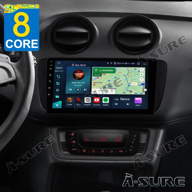 A-Sure GPS Autoradio 9 Zoll 4+64GB Android 13 Seat Ibiza