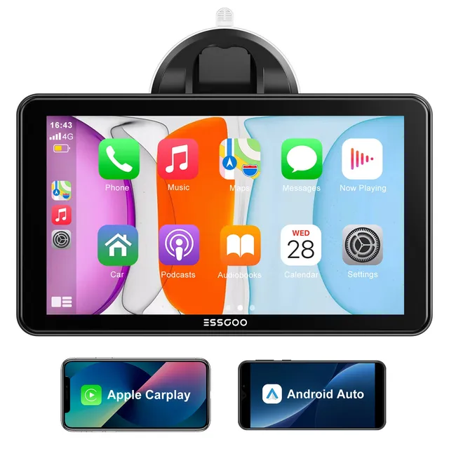 ESSGOO Portable CarPlay Display 7 Zoll Touchscreen AUX