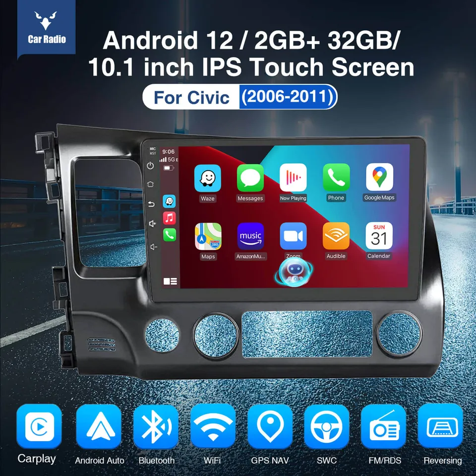 ESSGOO Car Stereo Civic Autoradio 10 Zoll Standard