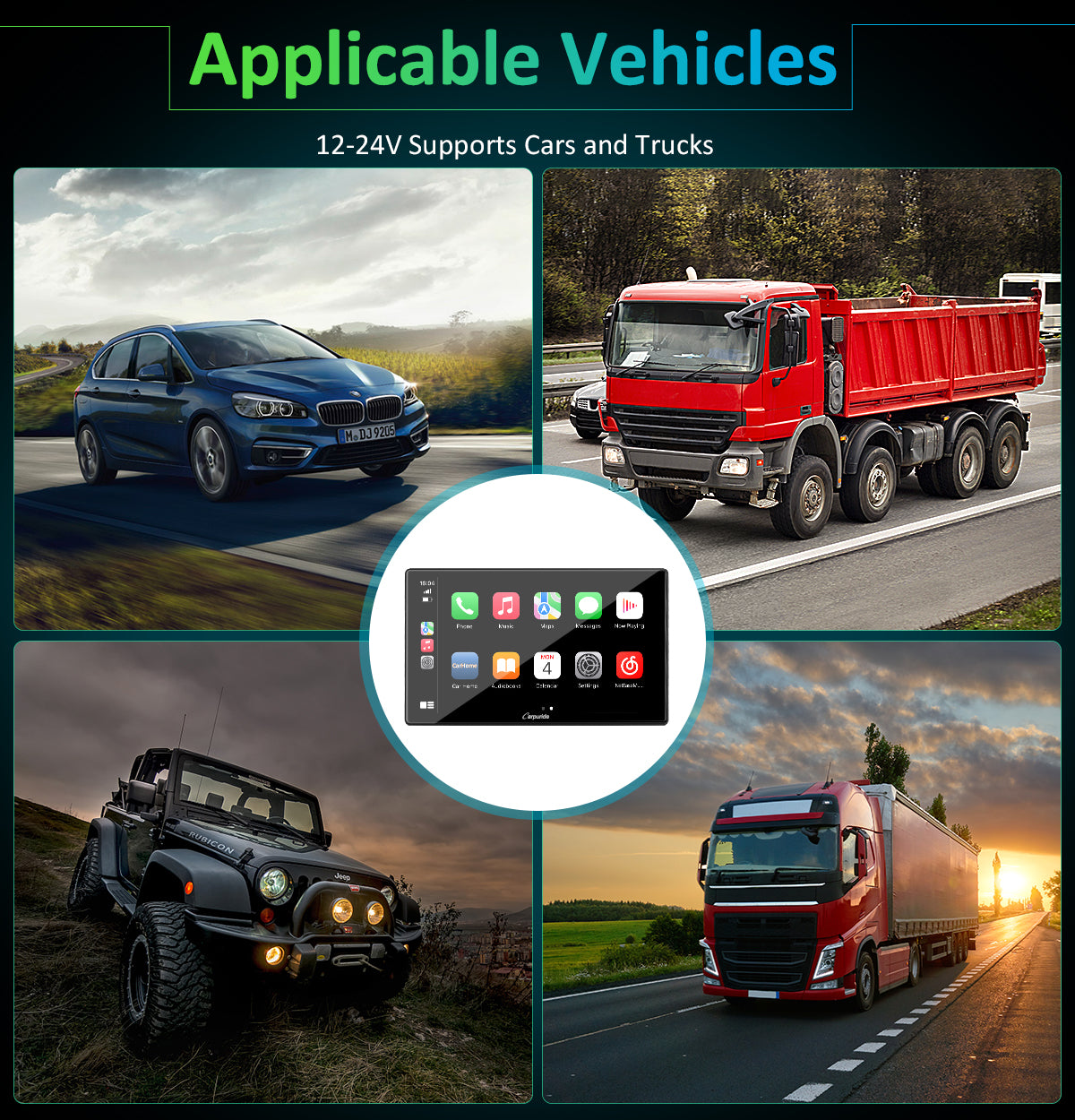 Carpuride Car Smart Stereo 9 Zoll CarPlay-Display Wireless Lichtsensor