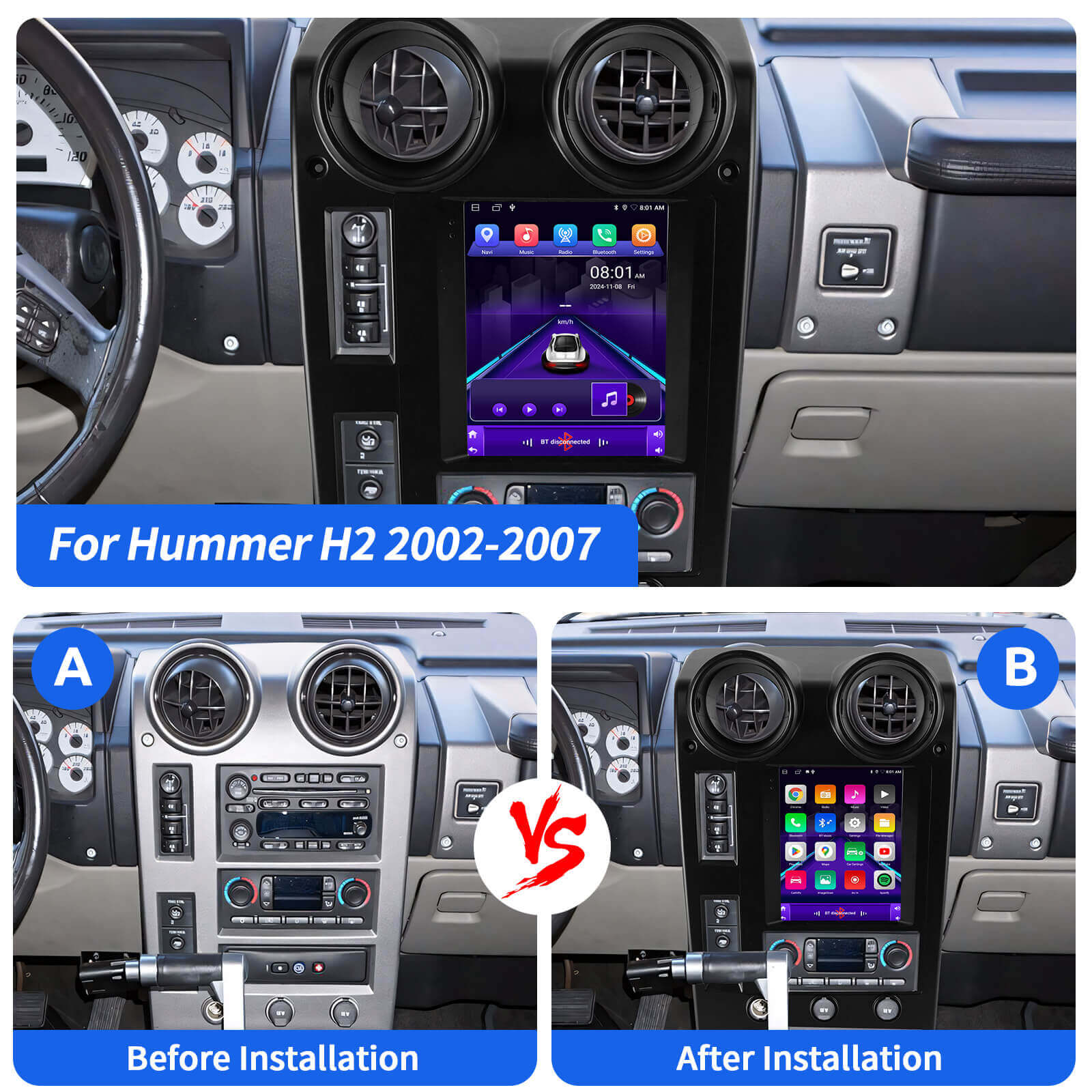 ESSGOO AR1002 Android 15 Autoradio 9,7 Zoll Hummer H2