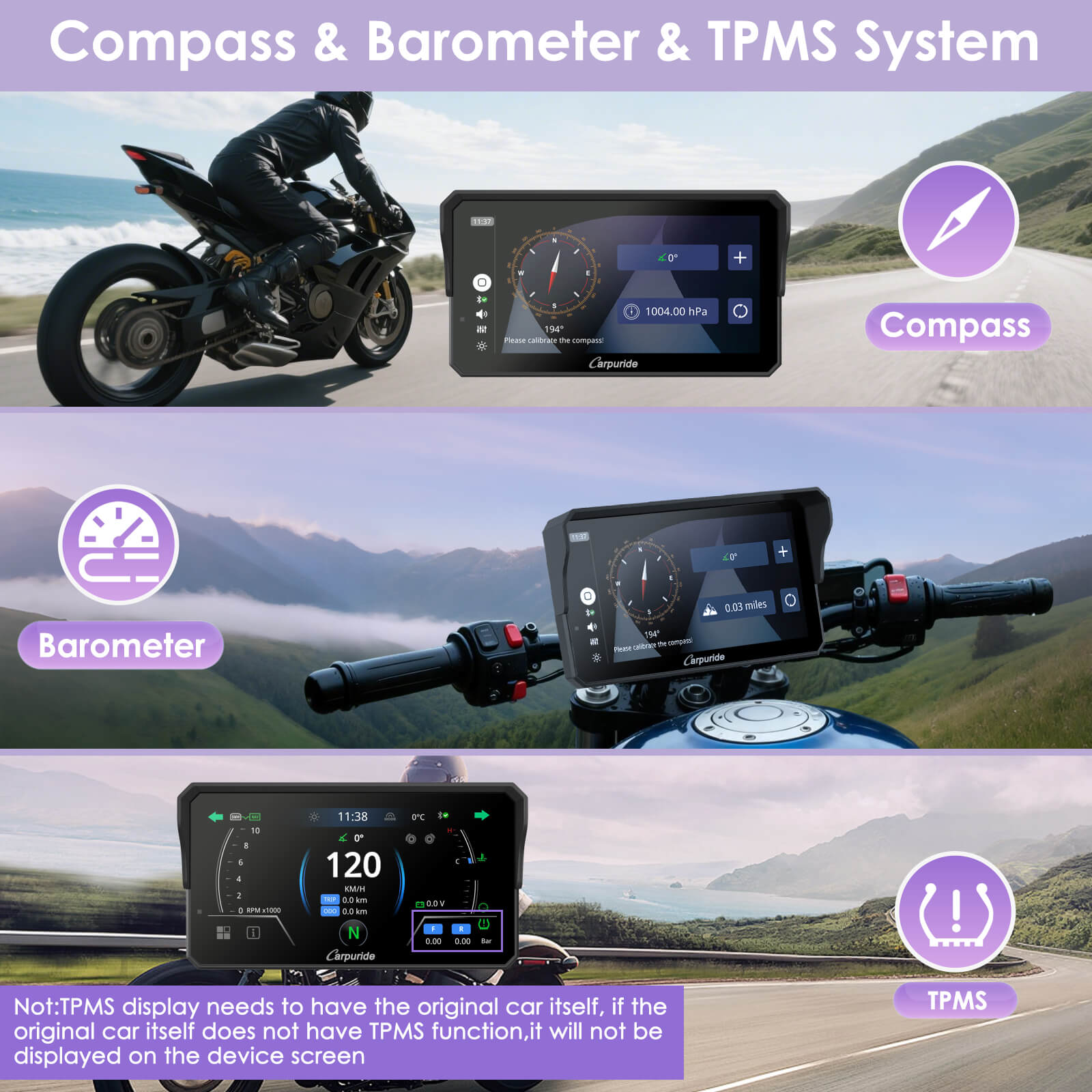 Carpuride W602BS Motorcycle Smart Stereo 6" BMW CarPlay