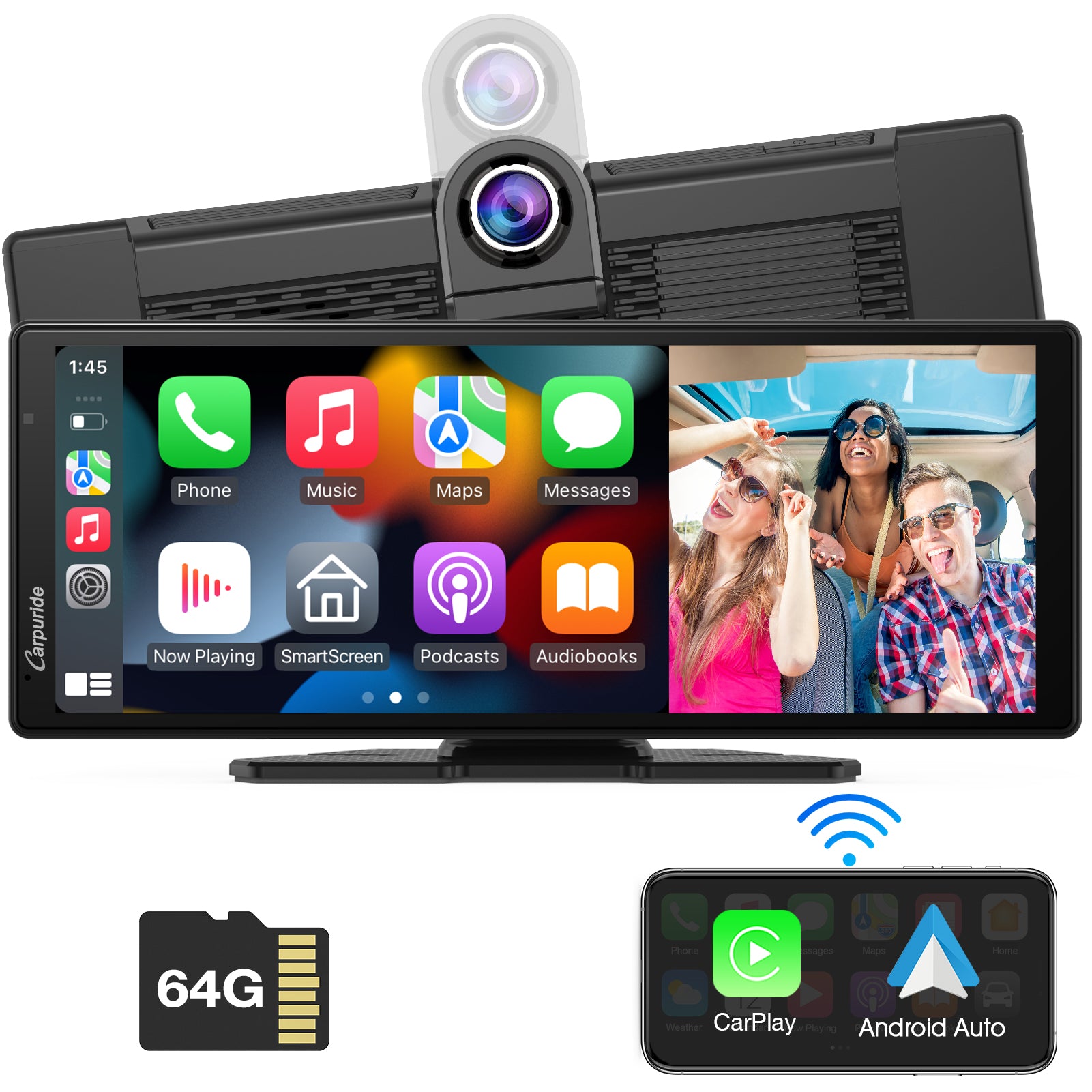 Carpuride W903 CarPlay-Display 9,3 Zoll mit Frontkamera DVR