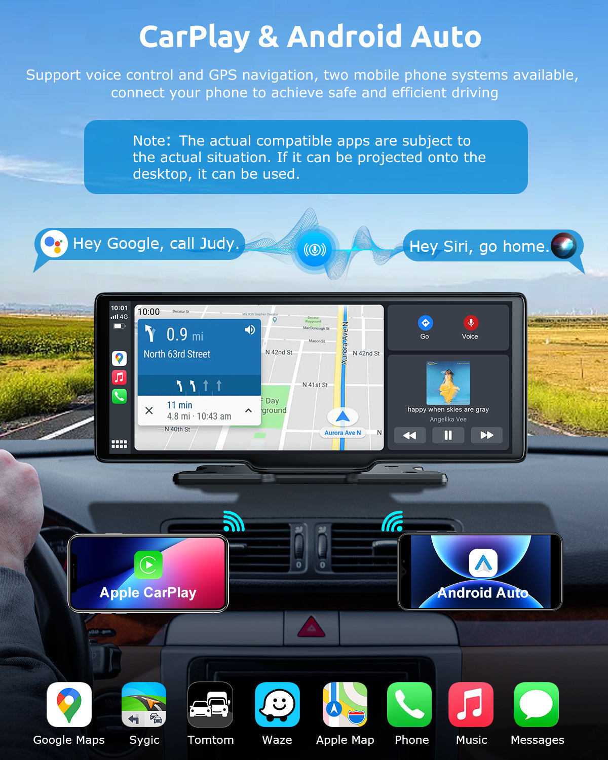ESSGOO Dash Cam CarPlay H26 CarPlay-Display 10,26 Zoll 4K Dashcam