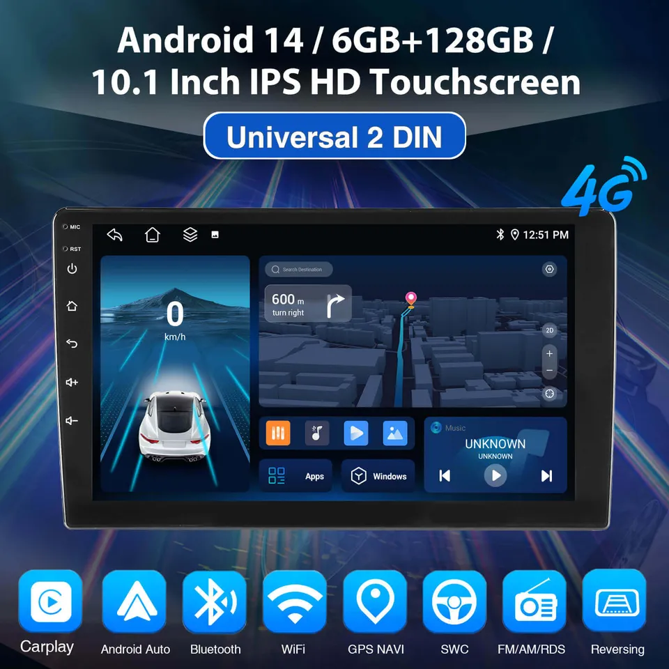 ESSGOO AR1001 2-DIN Autoradio 10,1 Zoll QLED CarPlay