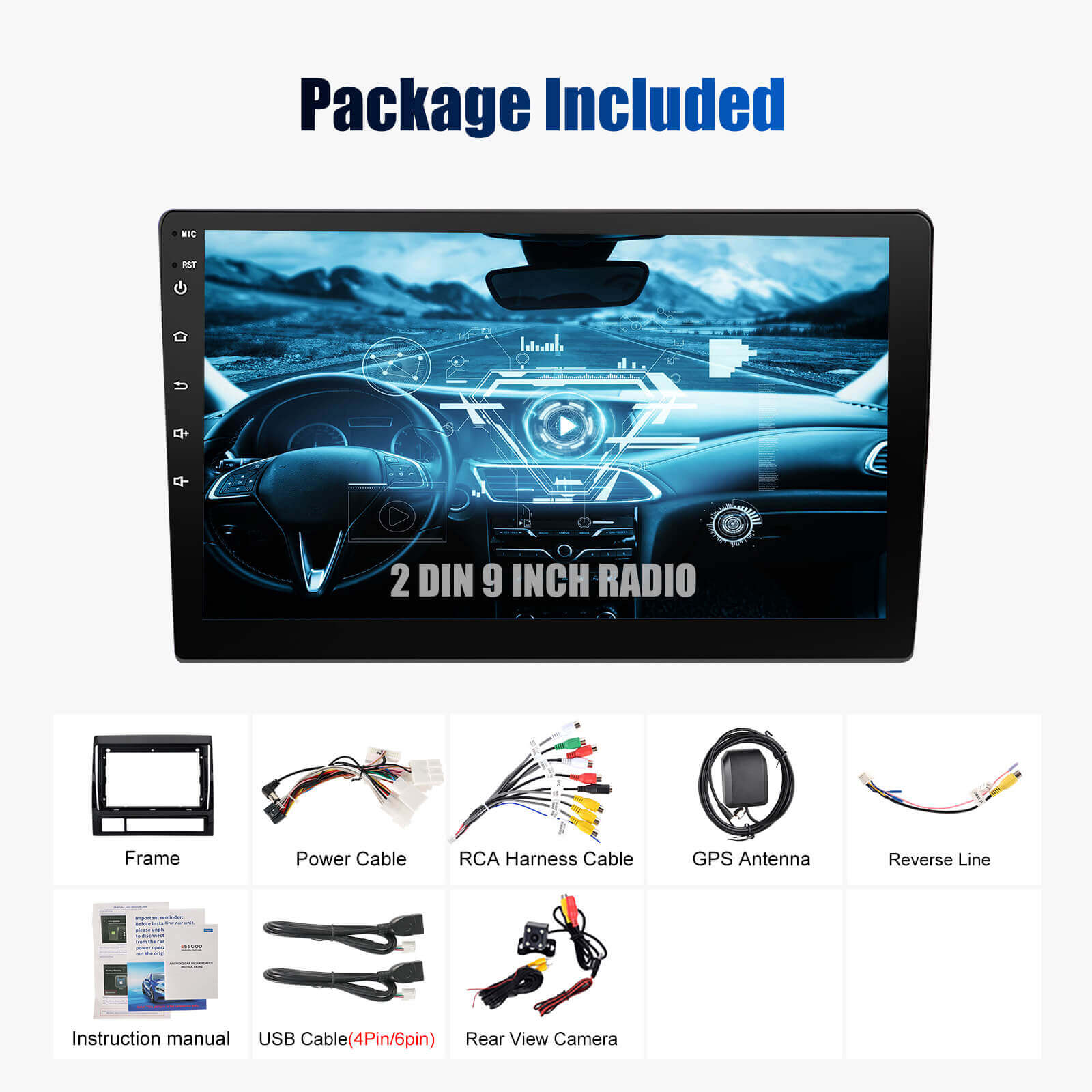 ESSGOO Car Stereo AR9001 Autoradio 2 DIN für Toyota Tacoma 05-13