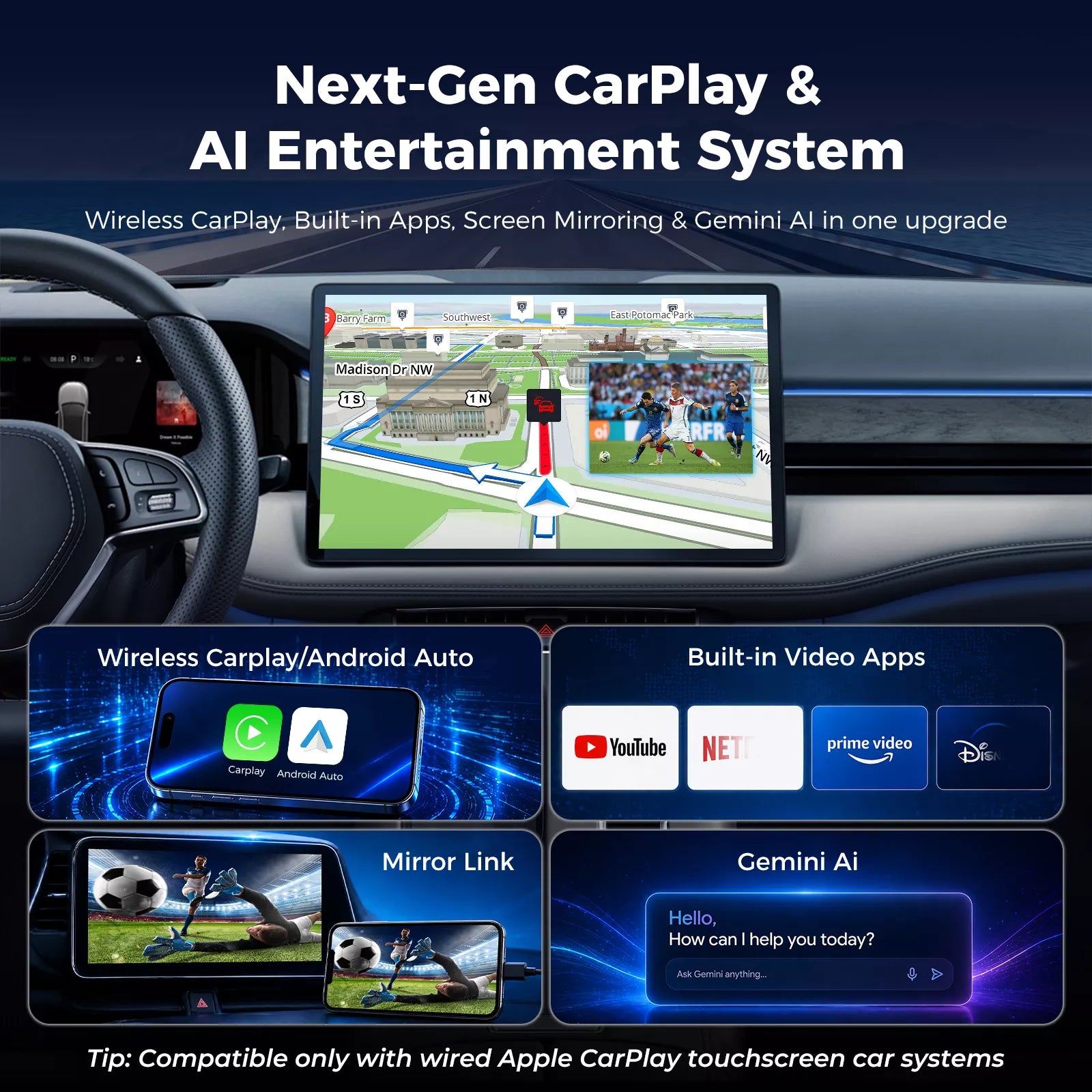 LAMTTO RC23 CarPlay Adapter Streaming Box Video 1er Pack