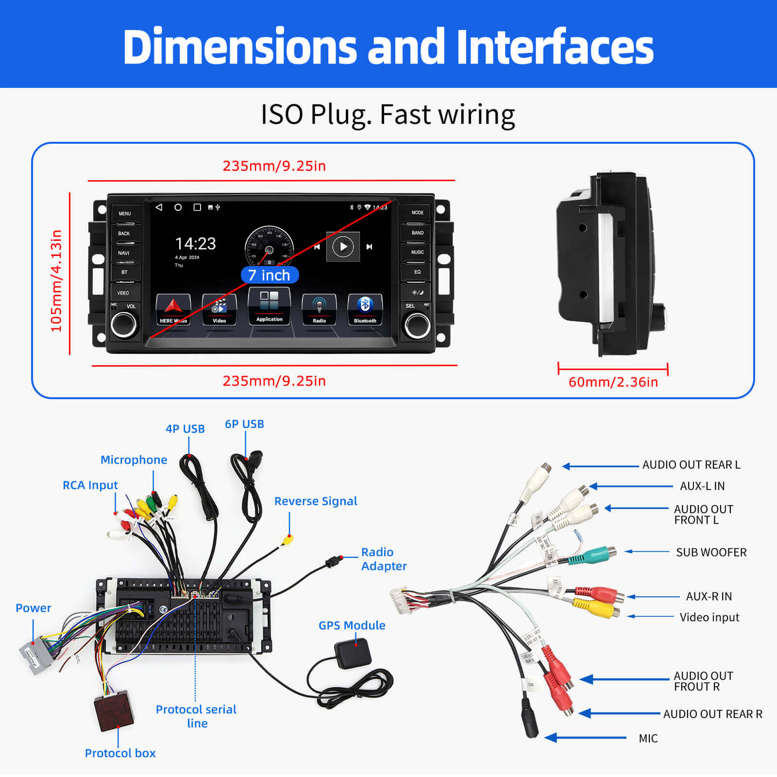 ESSGOO Car Stereo AR7001 MP5 Autoradio 7 Zoll Jeep Dodge