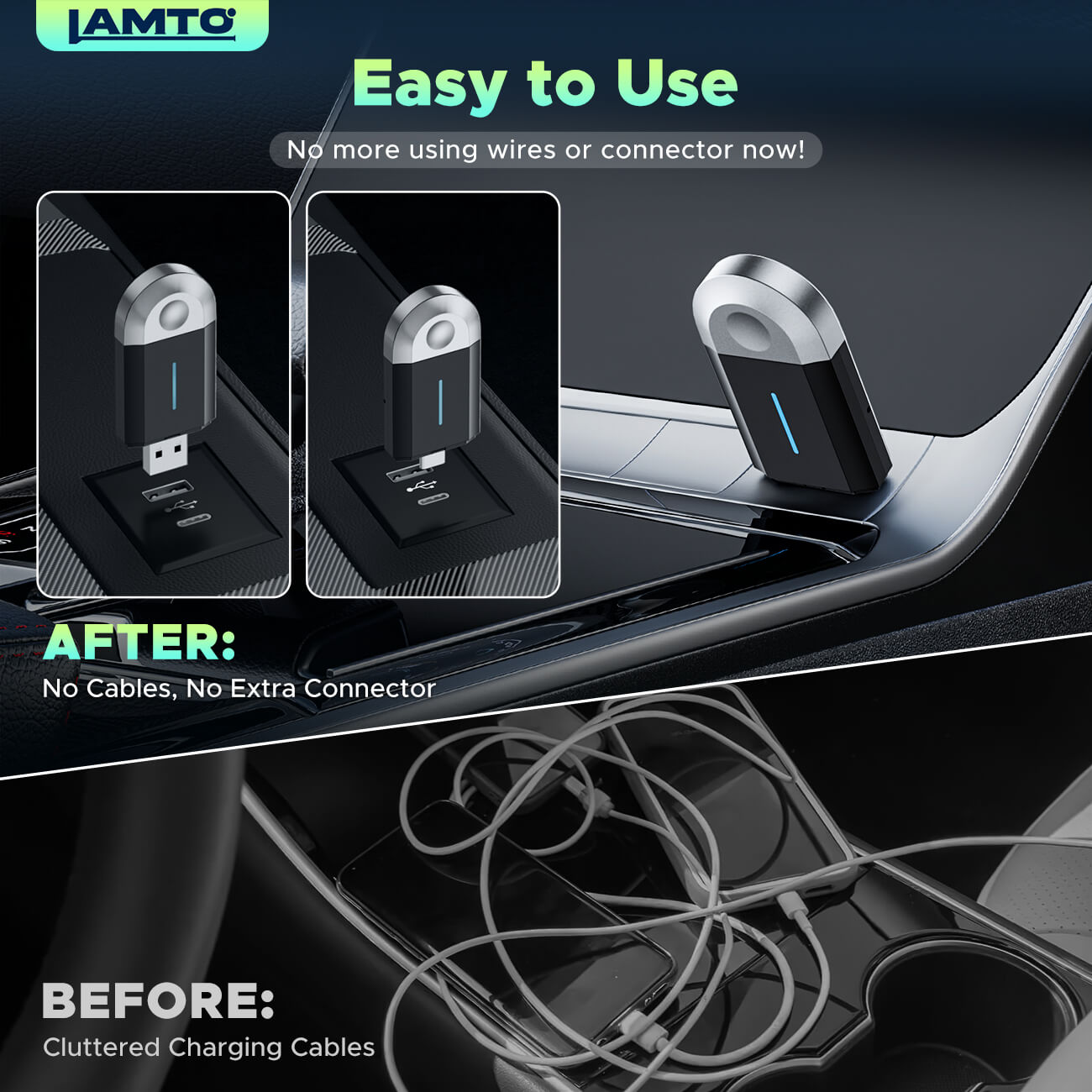 LAMTTO RC20 Adapter Wireless CarPlay Android 1 Pack