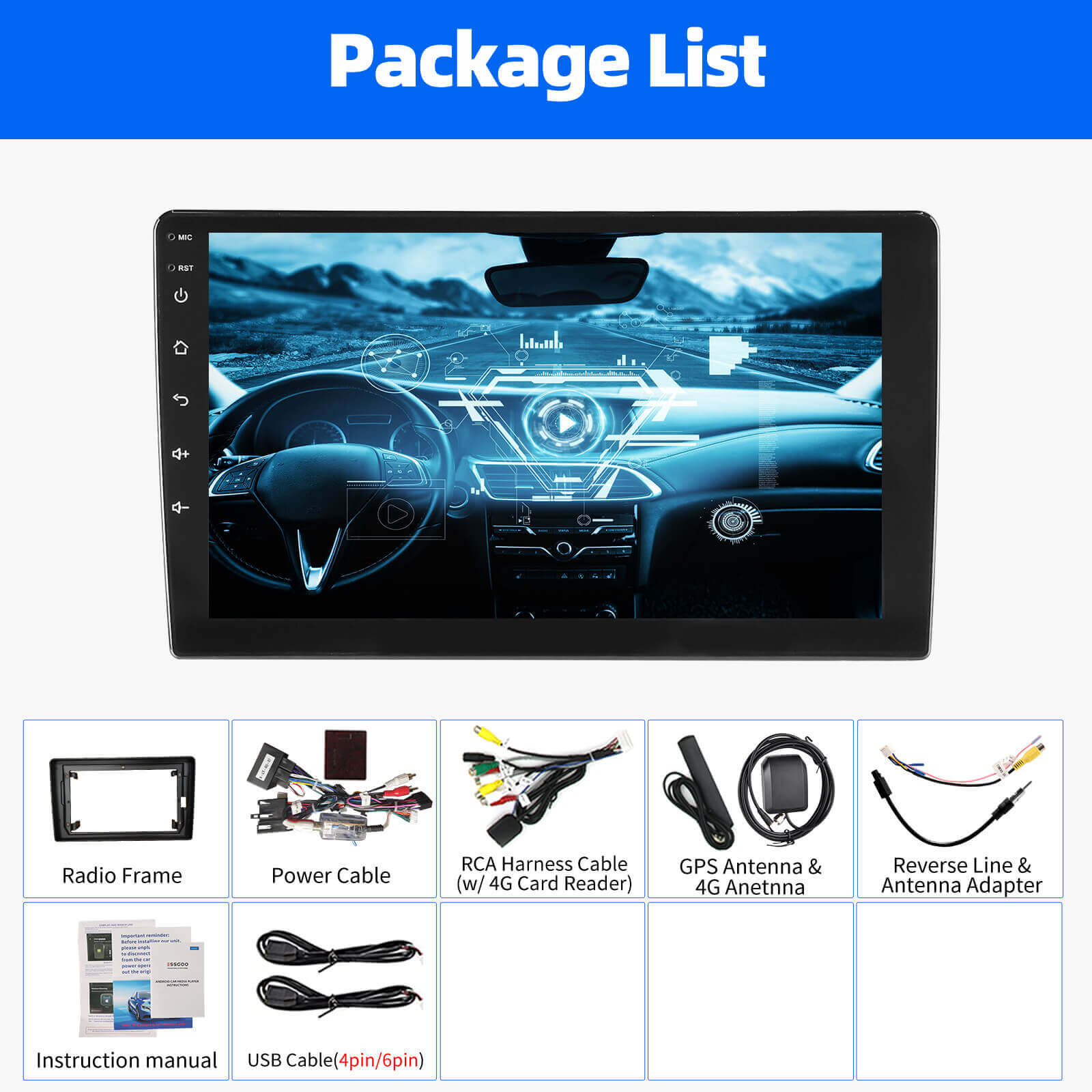 ESSGOO Car Stereo AR9001 MP5 Autoradio 9 Zoll Standard QLED