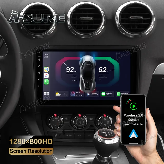 A-Sure GPS car radios Autoradio für Audi TT 8J 9 Zoll 2+32GB