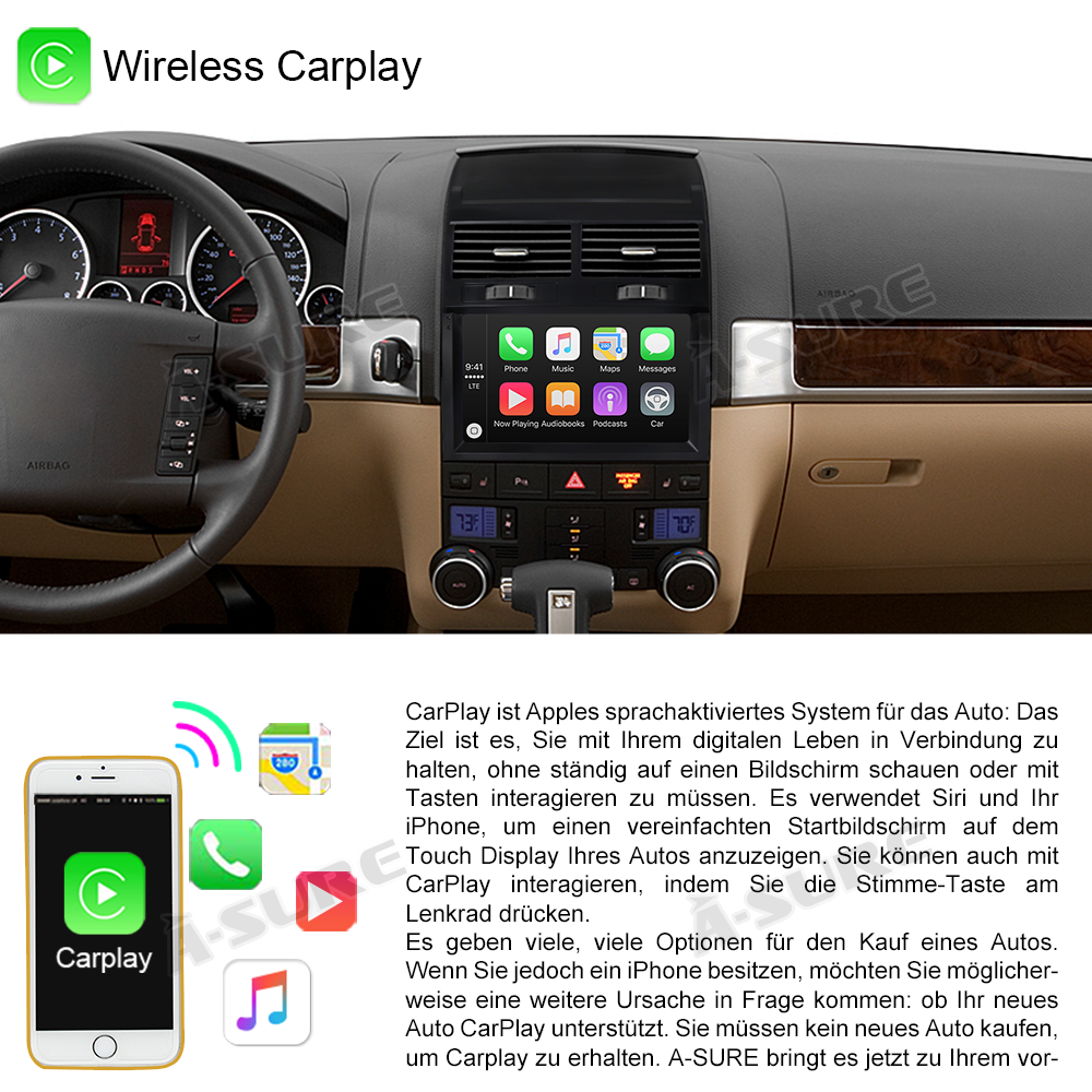 A-Sure GPS Autoradio 9 Zoll W169 W245 2+32GB CarPlay