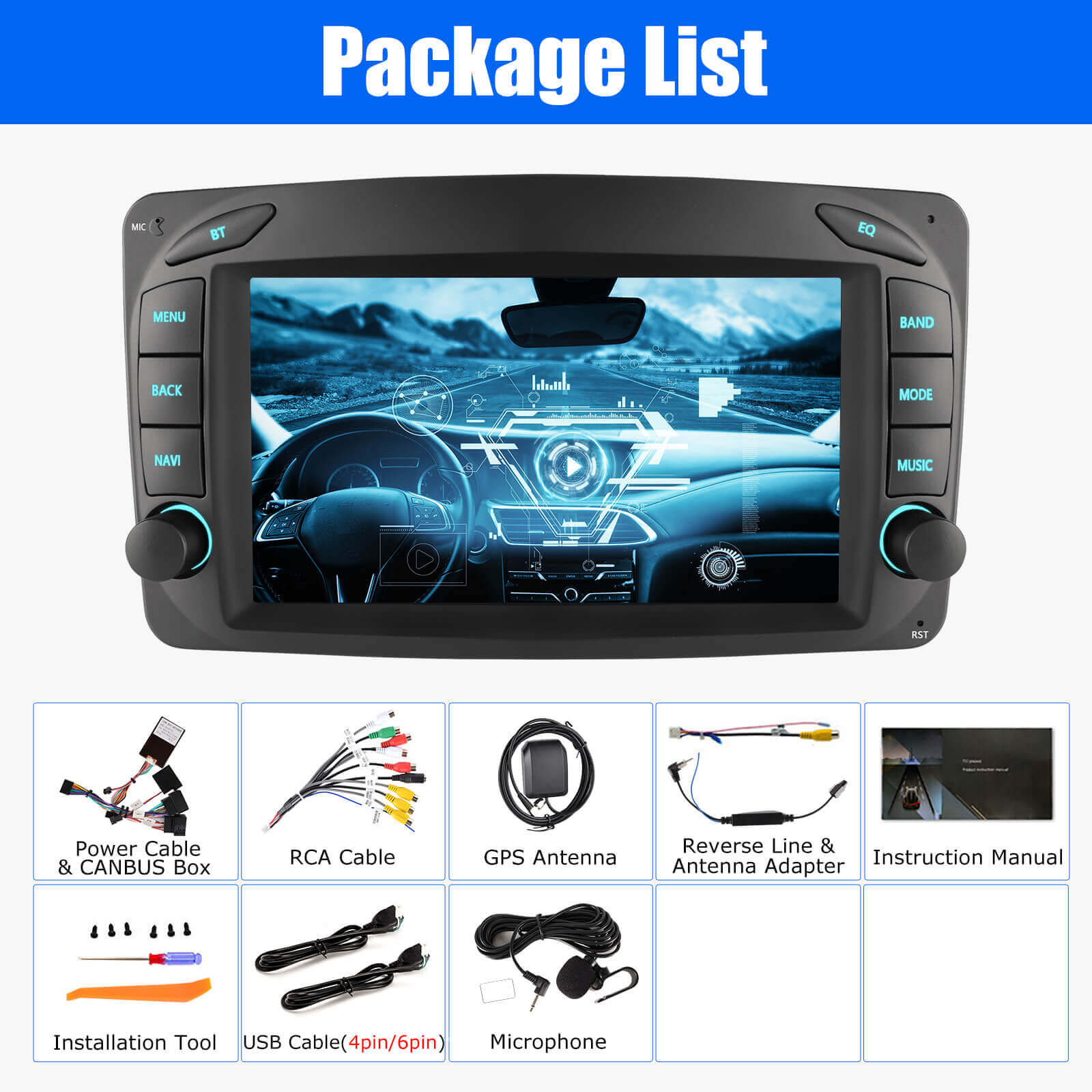 ESSGOO Car Stereo AR7001 Autoradio für Mercedes W209 2002-2010