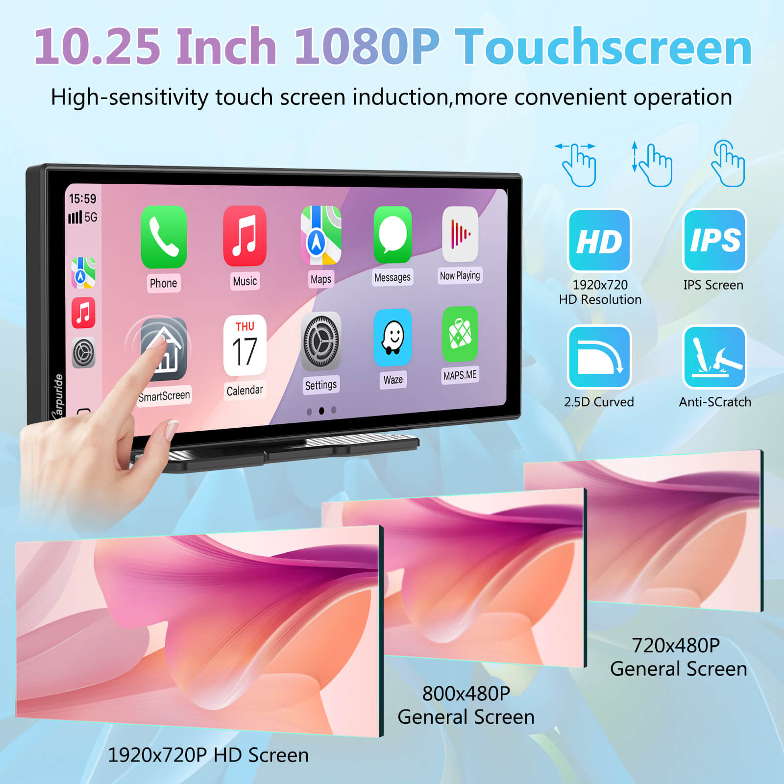 Carpuride W125A 10,25 Zoll CarPlay-Display Dashcam 4K