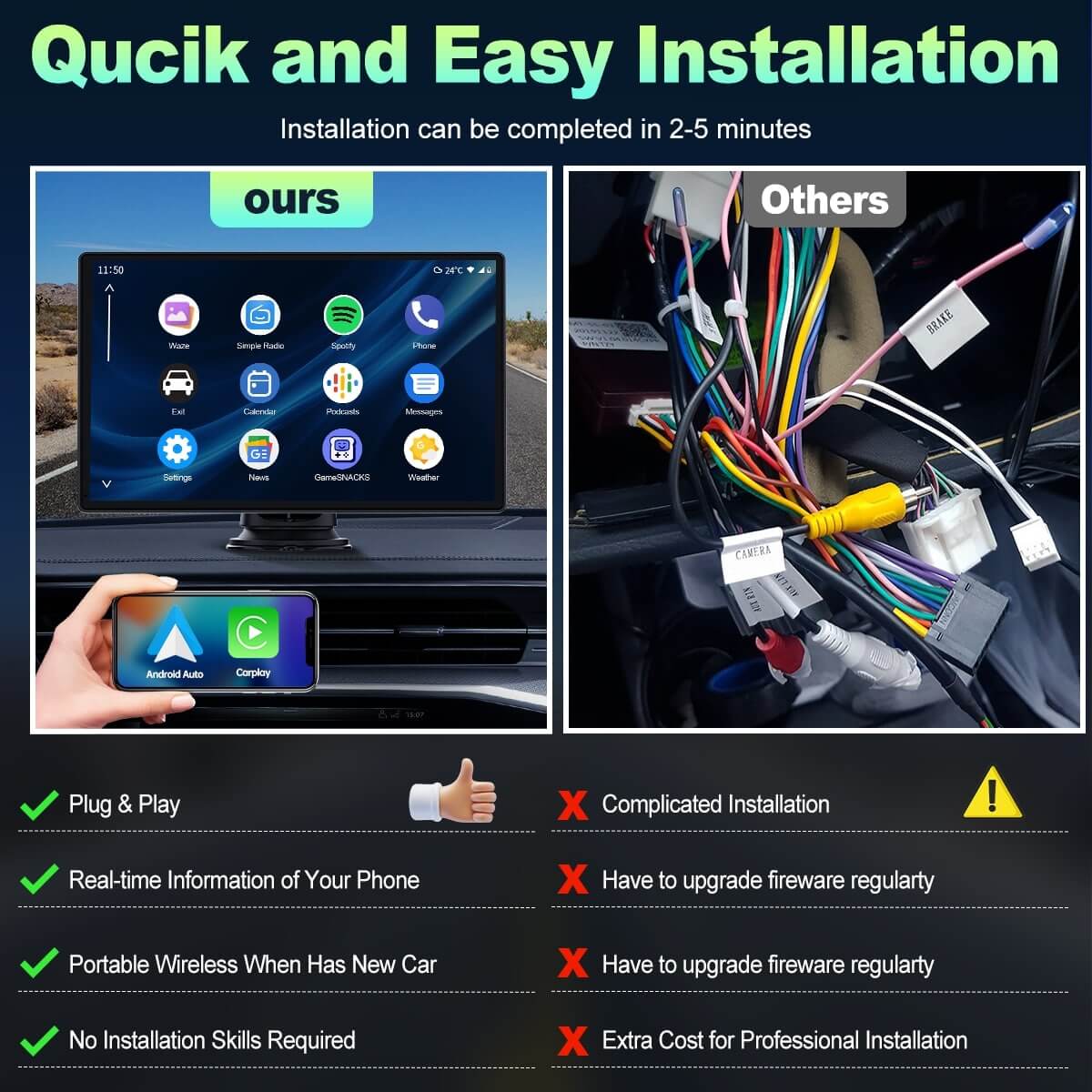 LAMTTO Carplay RC07 9 Zoll Display mit Rückfahrkamera