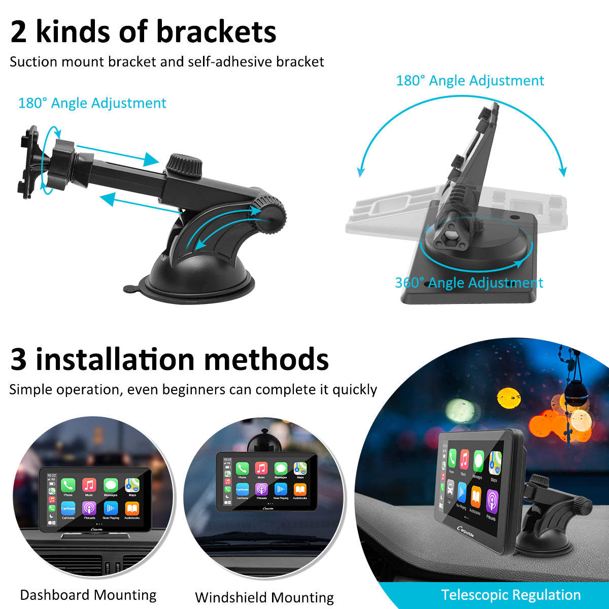 Carpuride Car Smart Stereo Display 7 Zoll Rückfahrkamera
