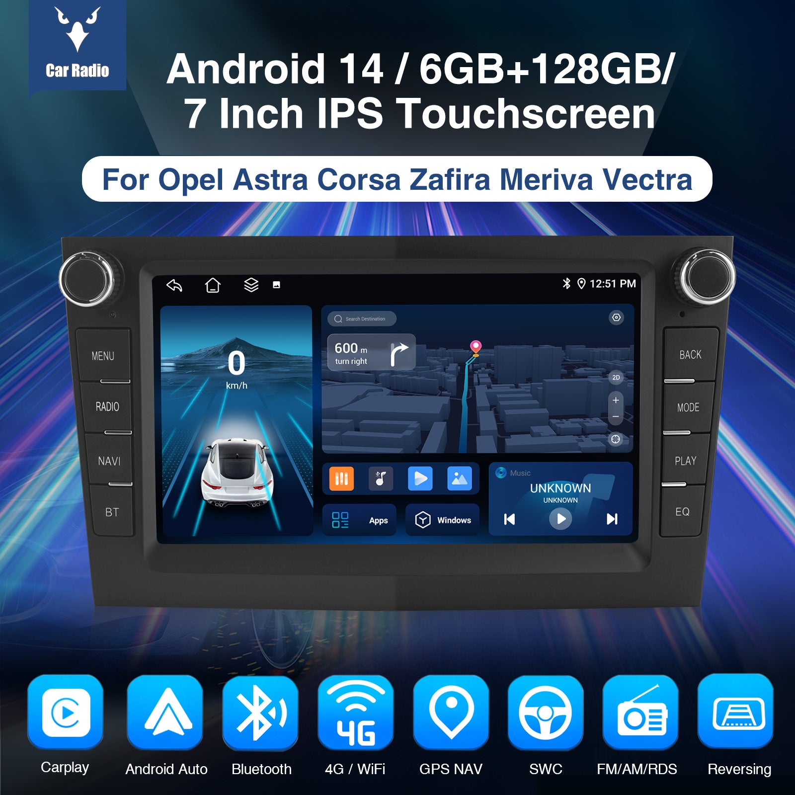 ESSGOO Car Stereo AZ0001 Autoradio 7 Zoll Opel HD