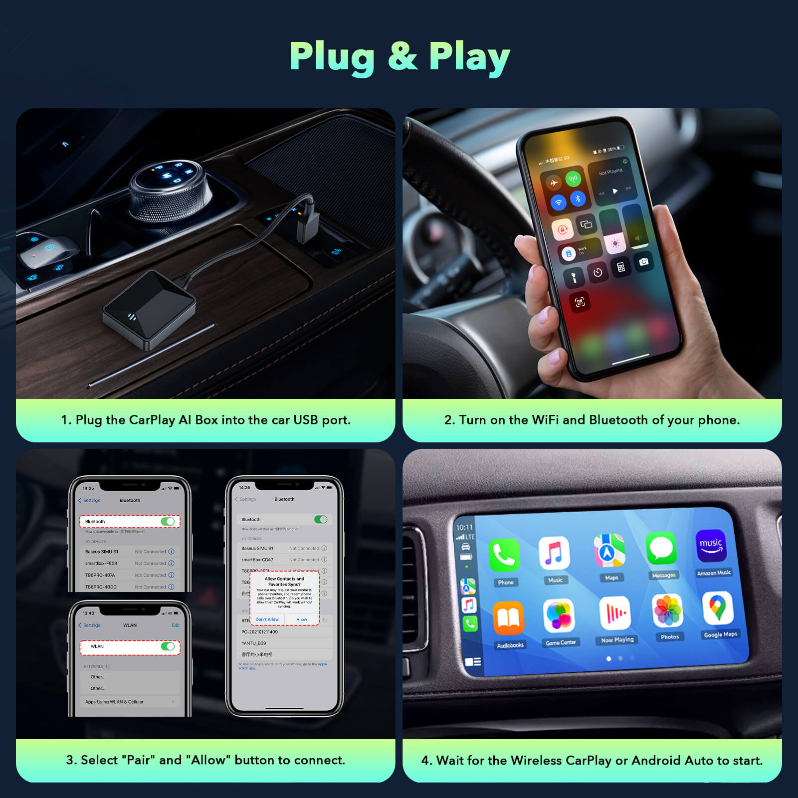 LAMTTO Adapter RC21 Wireless CarPlay Adapter 2-in-1