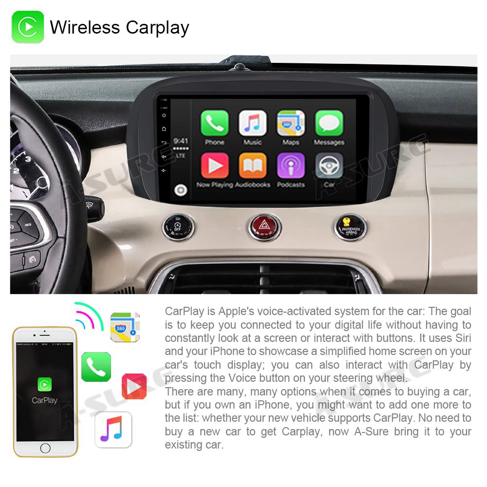 A-Sure GPS Autoradio 9 Zoll Fiat 500X 2+32GB CarPlay
