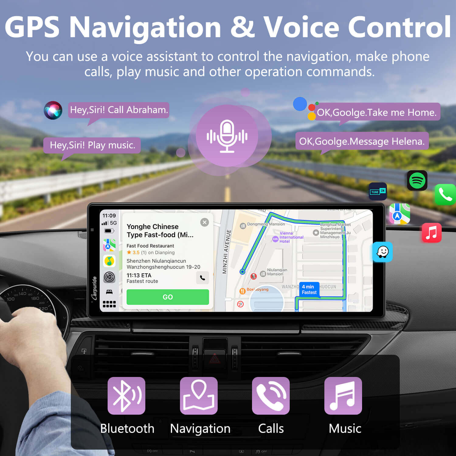 Carpuride W904 CarPlay-Display 9,3 Zoll mit DVR Frontkamera