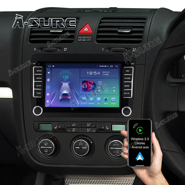 A-Sure GPS Autoradio VW Golf Passat 2-DIN CarPlay 2+32GB
