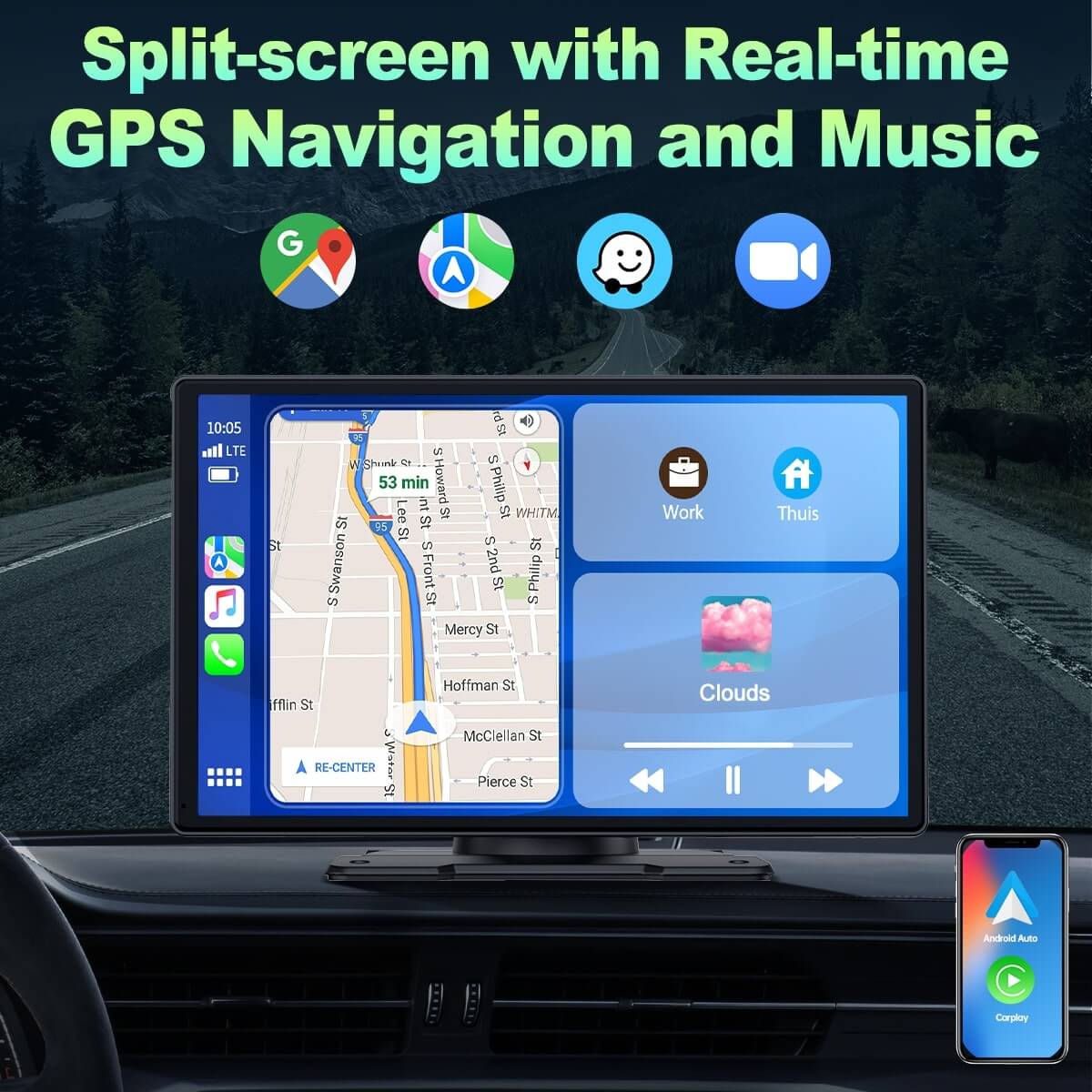 LAMTTO Carplay RC07 9 Zoll Display mit Rückfahrkamera