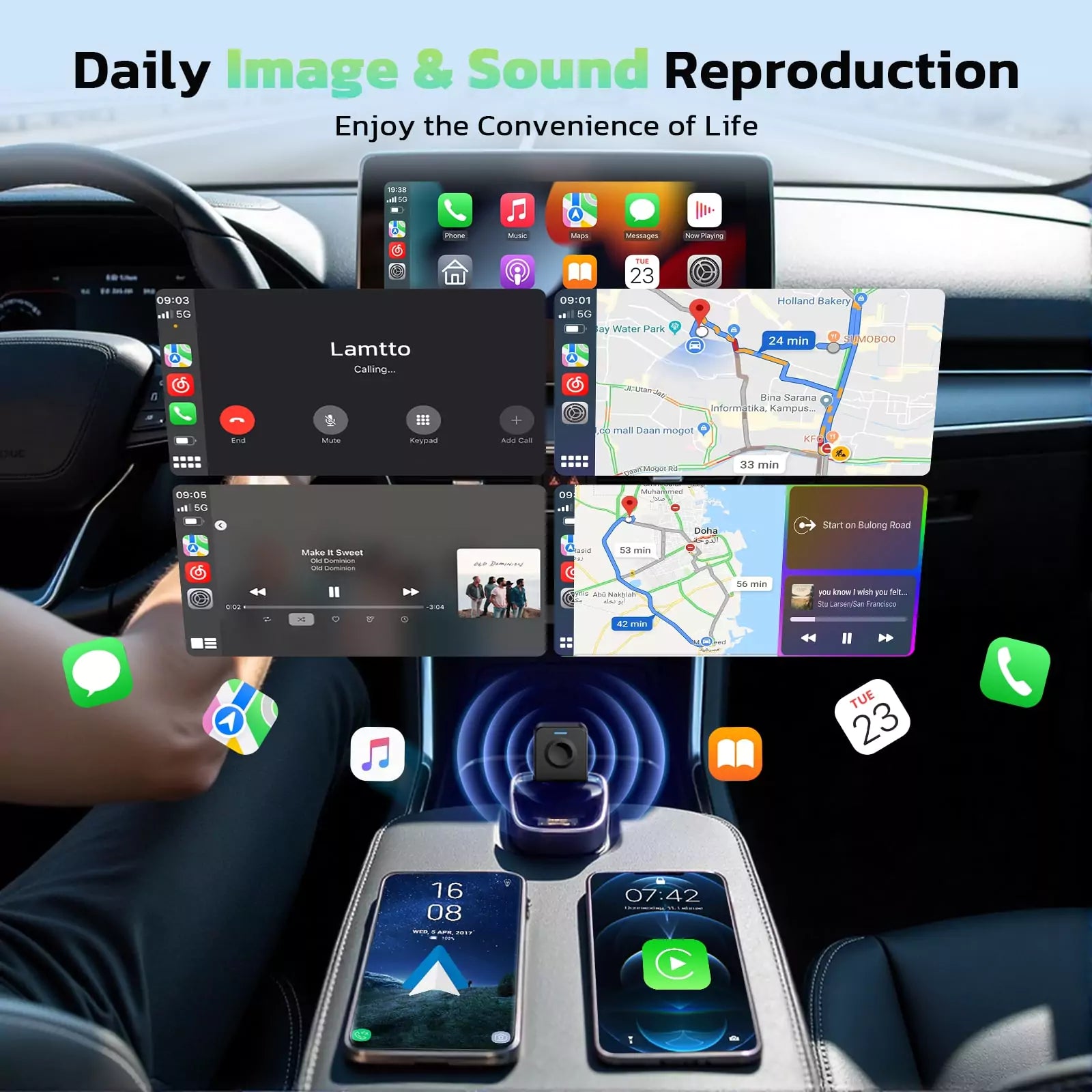 LAMTTO RC24 Adapter Wireless CarPlay Android mit OTA