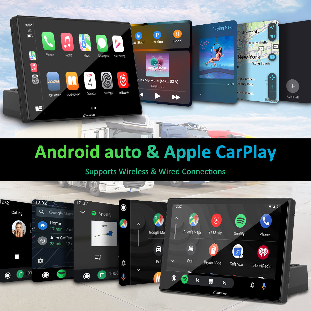 Carpuride Car Smart Stereo CarPlay-Display 9-Zoll Bluetooth