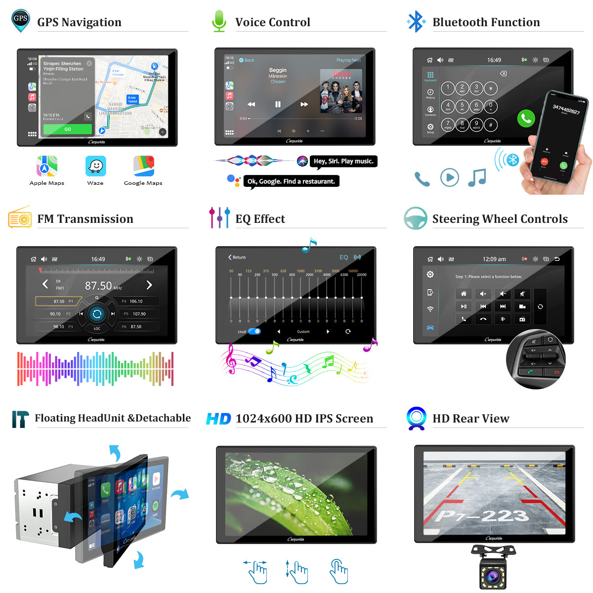 Carpuride Car Smart Stereo YT09S Autoradio 9-Zoll CarPlay