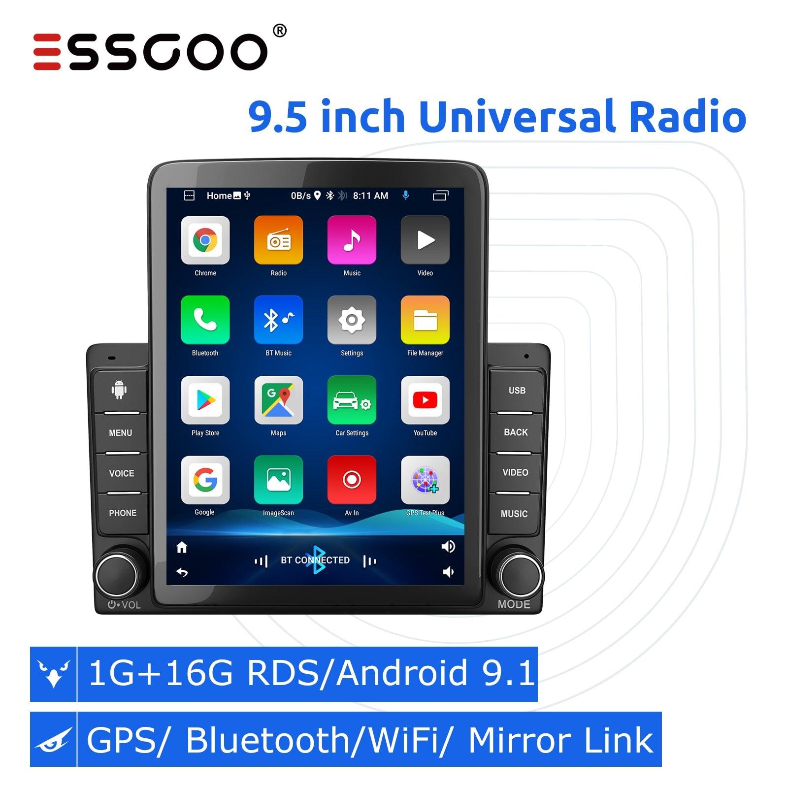 ESSGOO Car Stereo 9,5 Zoll 2-DIN Autoradio Android Standard