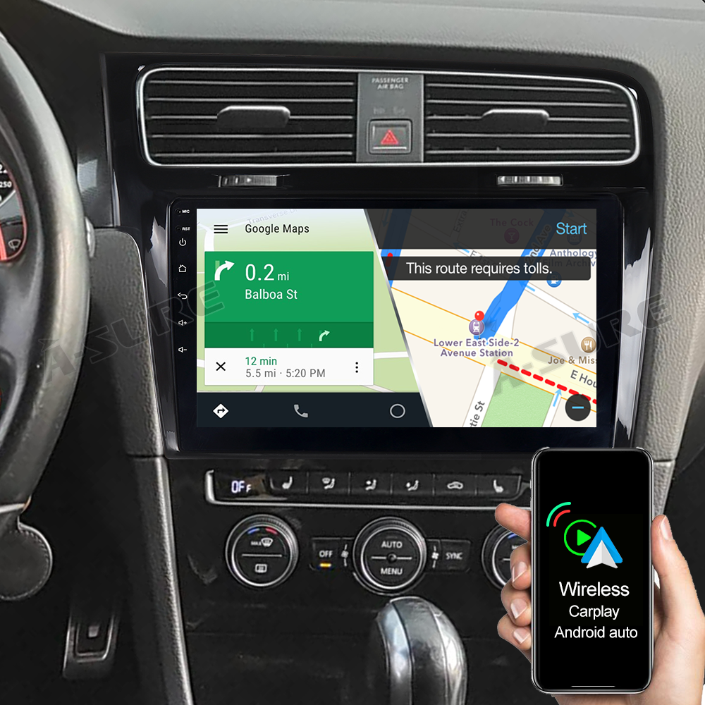A-Sure GPS Autoradio VW Golf 7 10,1 Zoll 3+32GB Schwarz