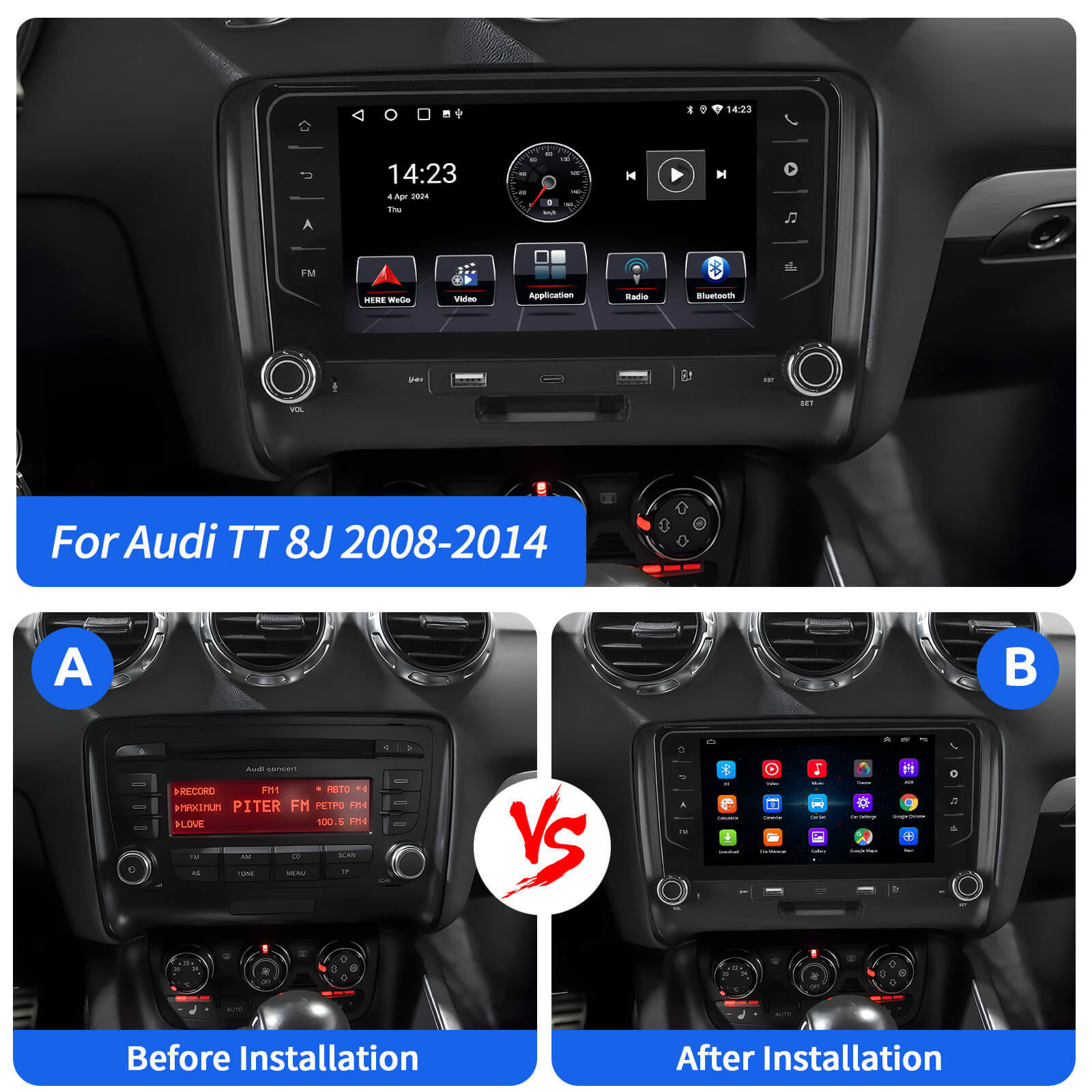 ESSGOO Car Stereo AR7001 Autoradio 7 Zoll Audi TT 8J