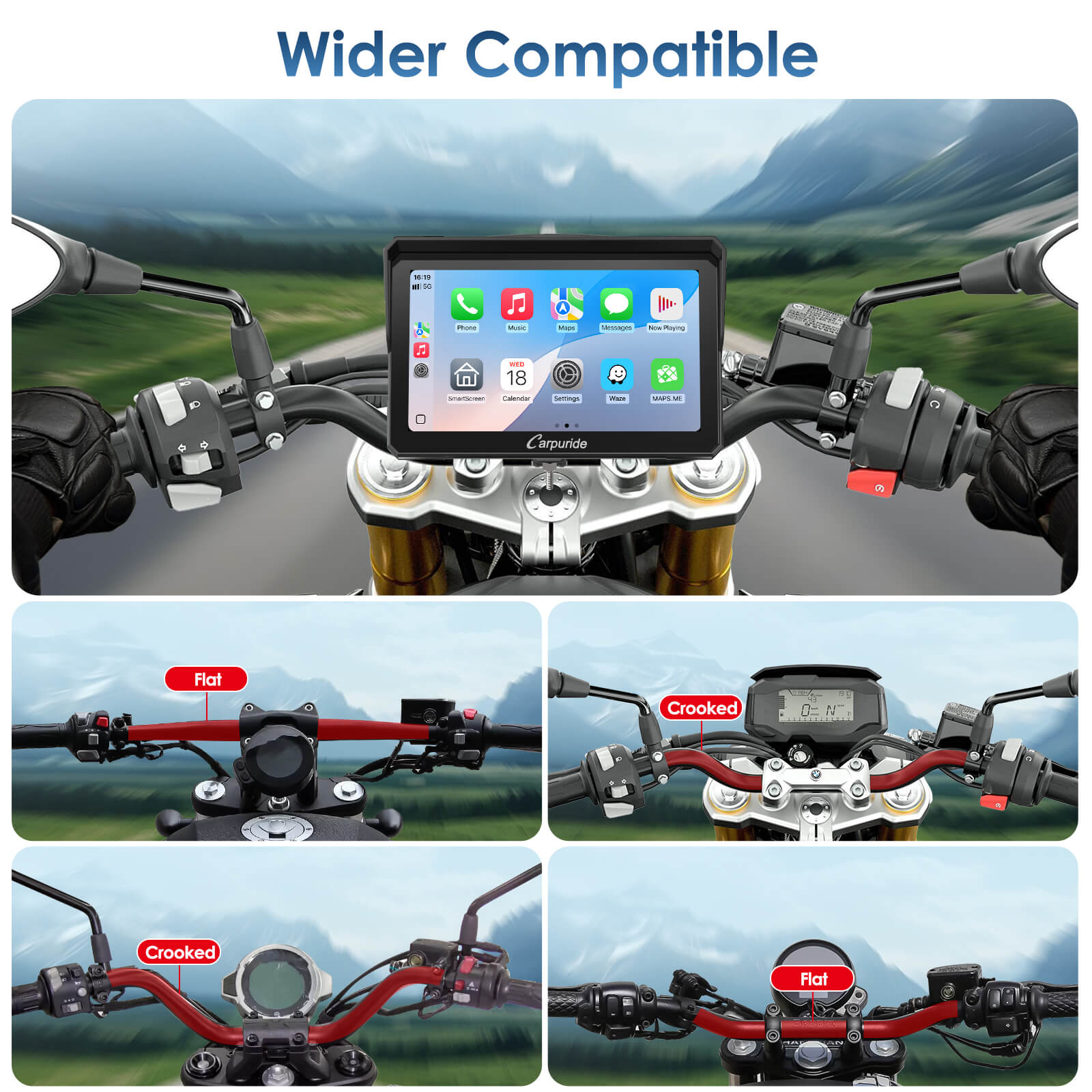 Carpuride W702S Pro Motorrad CarPlay-Display 7 Zoll TPMS