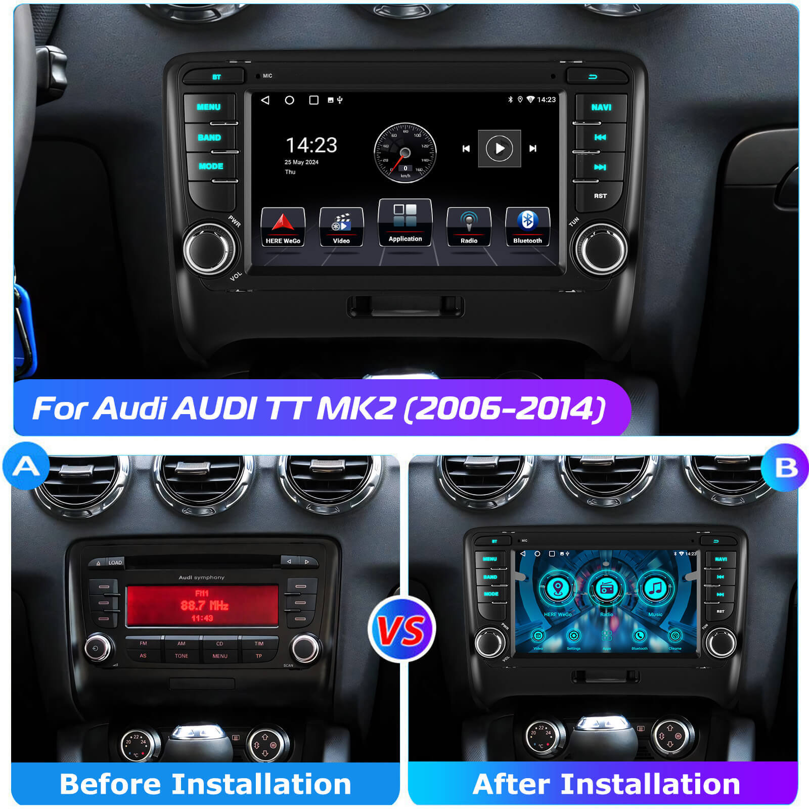 ESSGOO Car Stereo AR7001 MP5 Autoradio 7 Zoll Audi TT