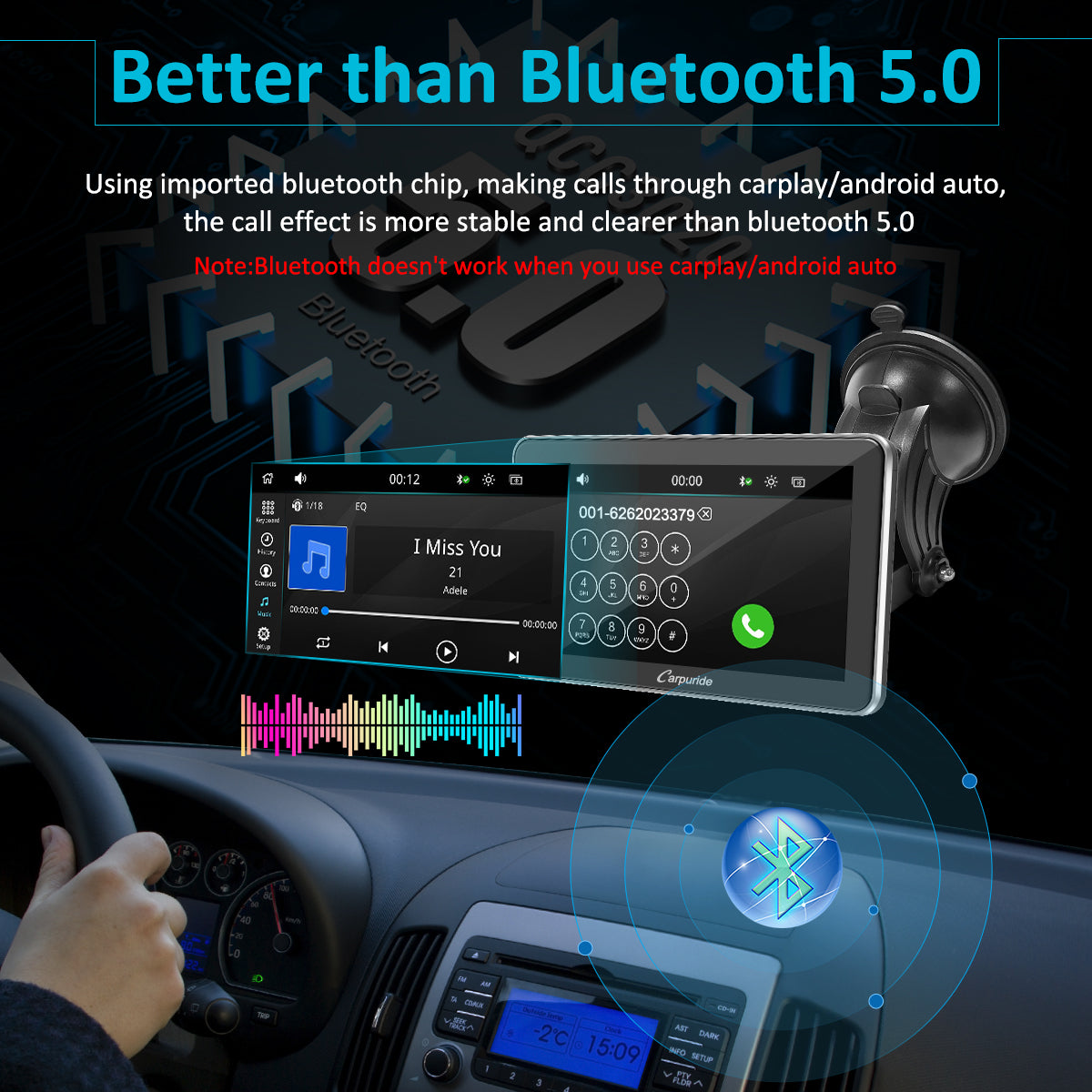Carpuride Car Smart Stereo 7 Zoll CarPlay-Display Silber Wireless