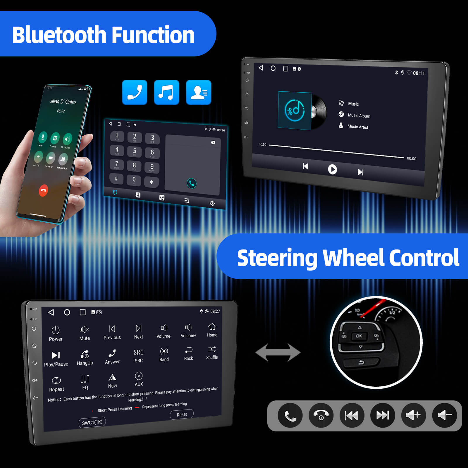 ESSGOO Car Stereo AR9001 Android 14 Autoradio MP5 Video