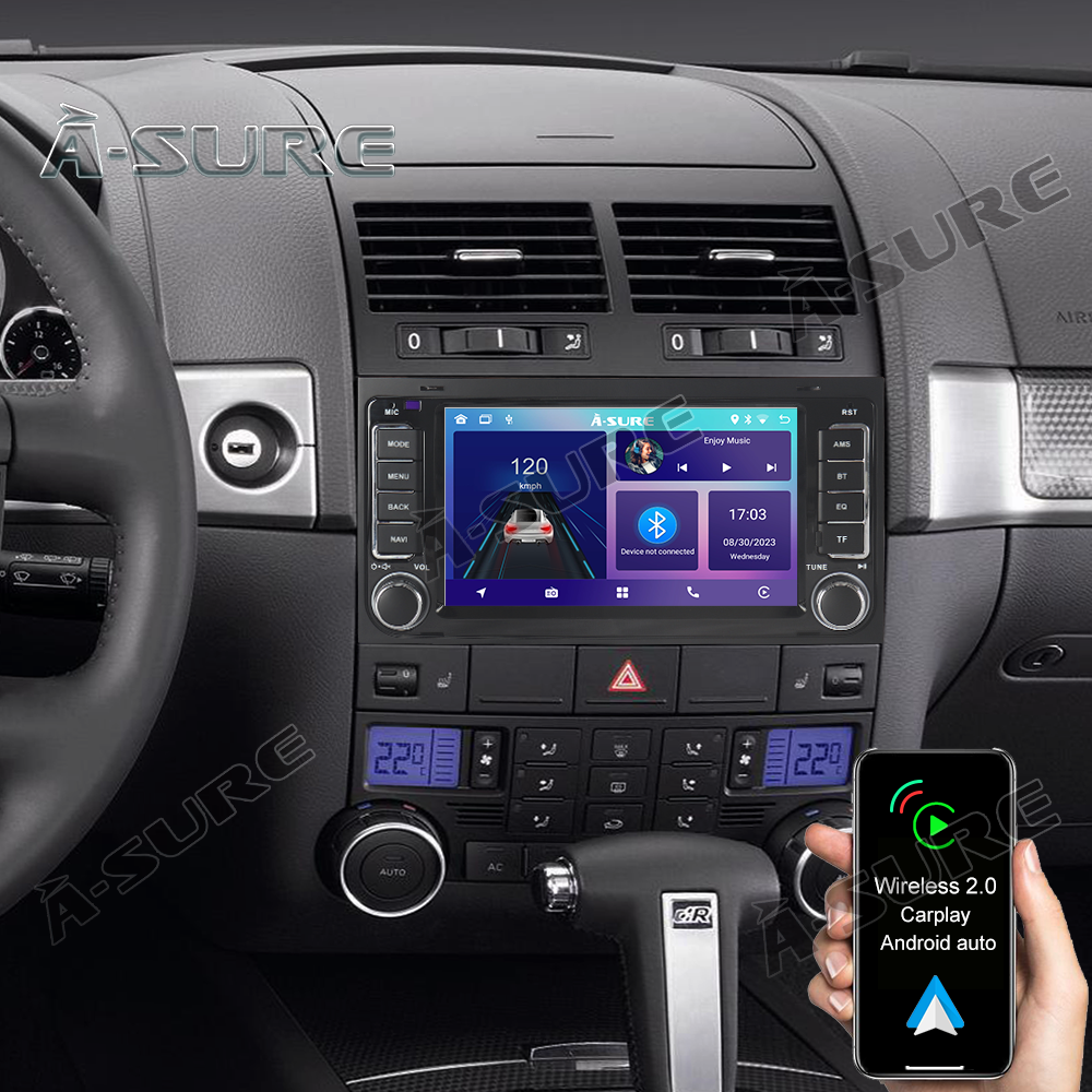 A-Sure VW T5 Touareg Autoradio 7 Zoll Android 12 Wireless CarPlay