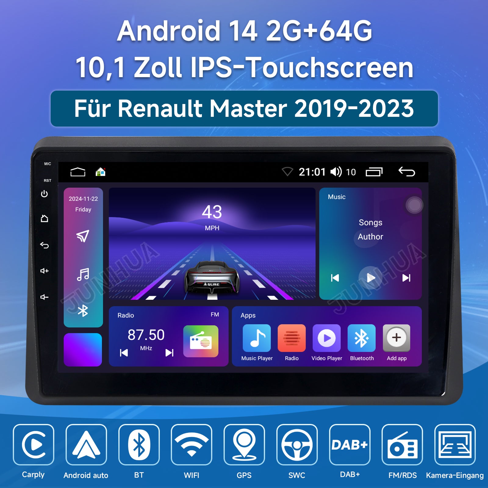 A-Sure Android 14 Autoradio Renault Master Movano NV400 2+64GB