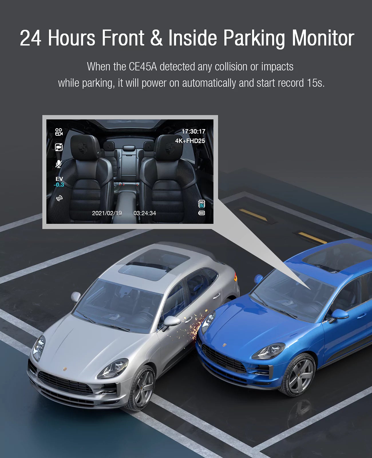LAMTTO CE45 Dual 1080P Dashcam vorne und innen für Taxi