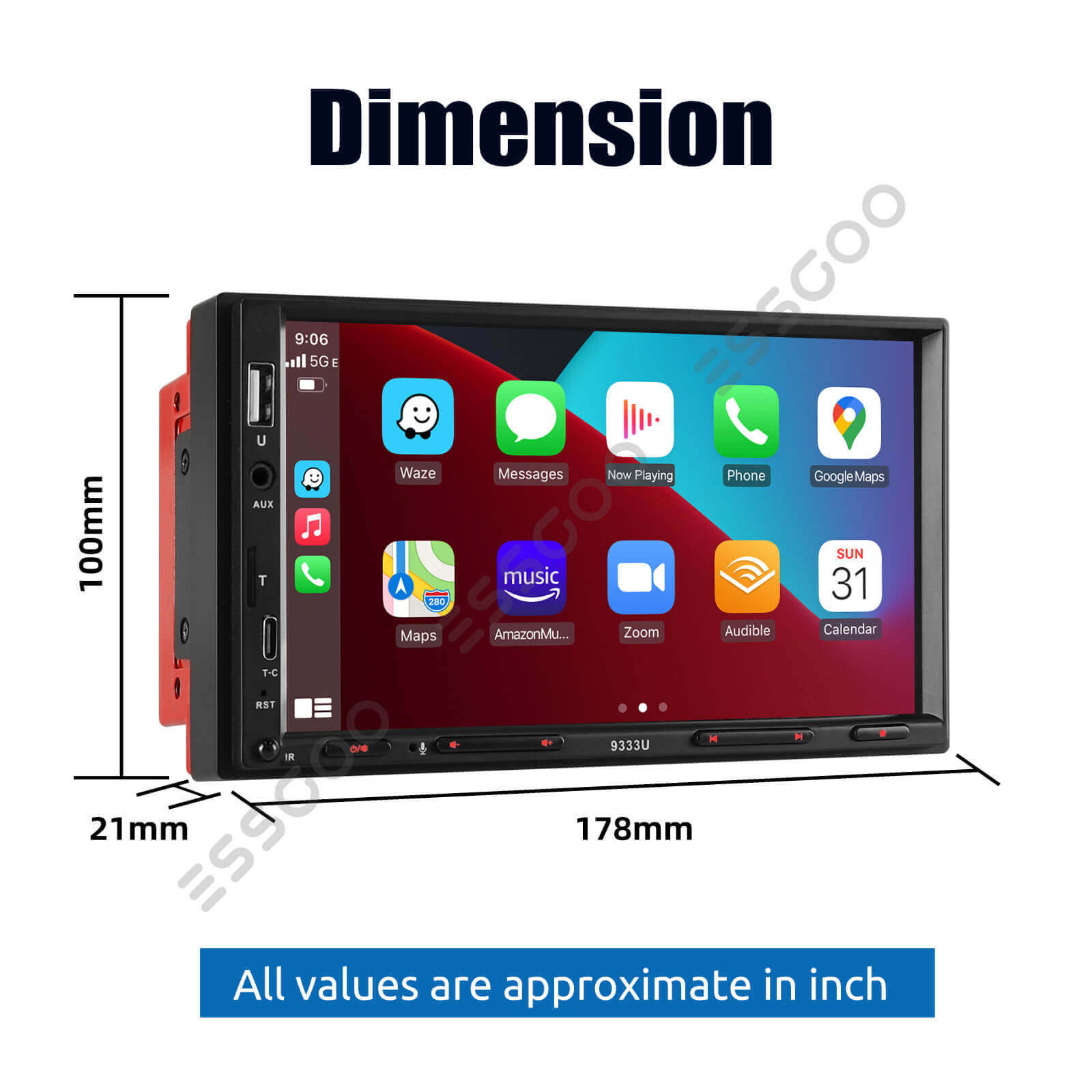 ESSGOO Car Stereo 9333U 2-DIN Autoradio 7 Zoll HD