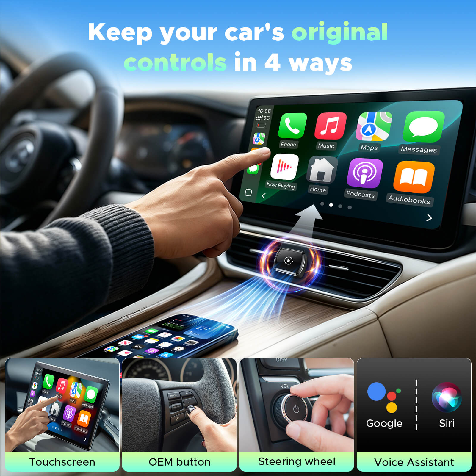 LAMTTO Adapter RC34 Mini CarPlay-Adapter Wireless 3 in 1