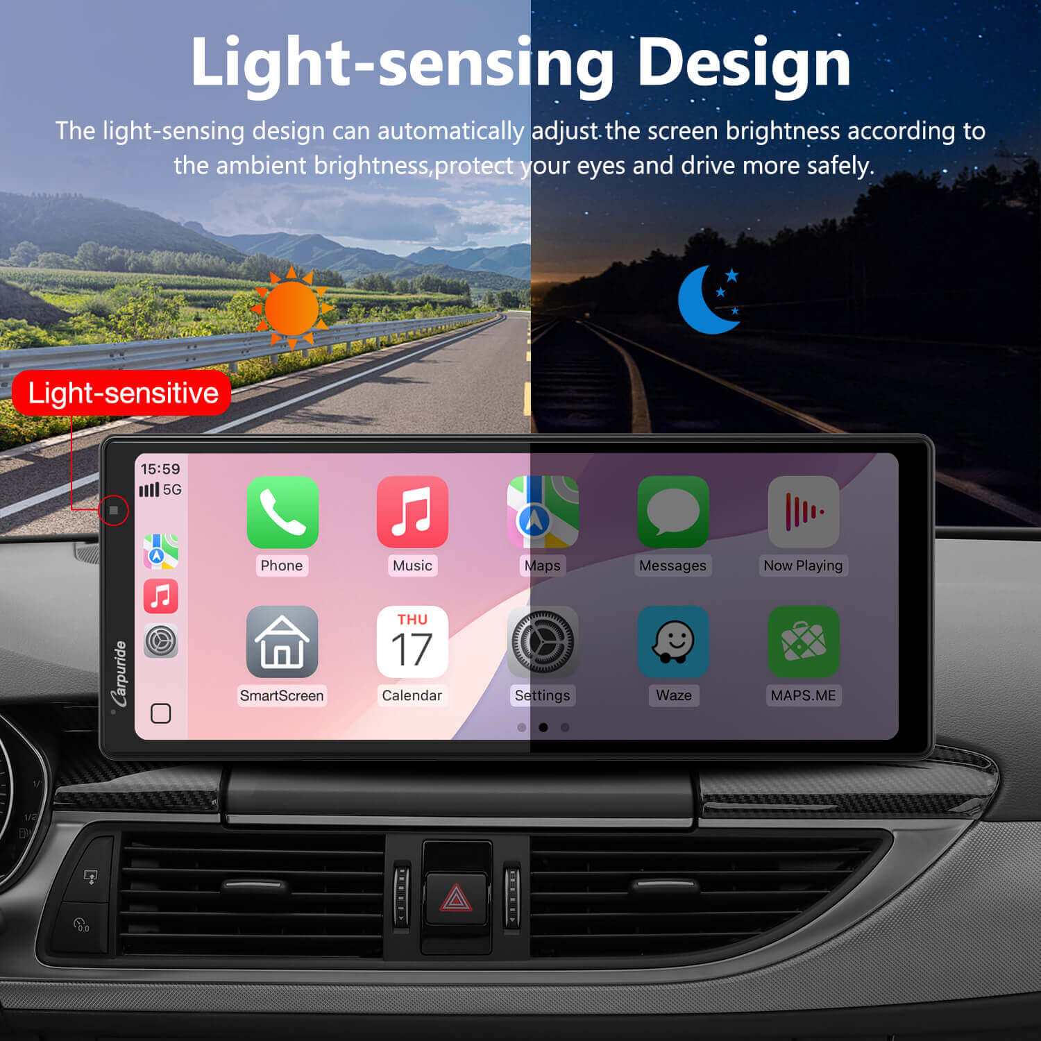 Carpuride W904 CarPlay-Display 9,3 Zoll mit DVR Frontkamera