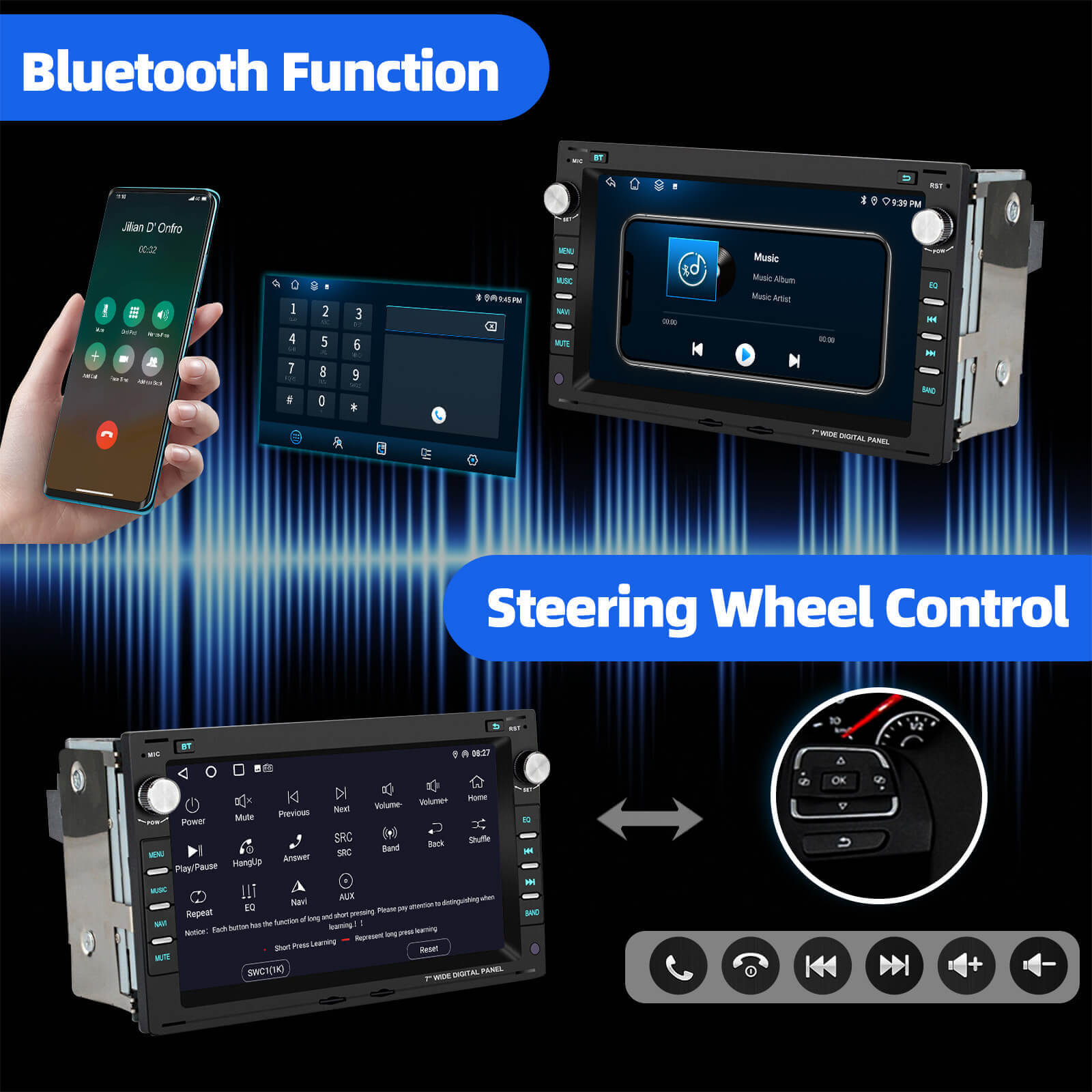 ESSGOO Car Stereo AR7001 Autoradio 7 Zoll für Golf 4