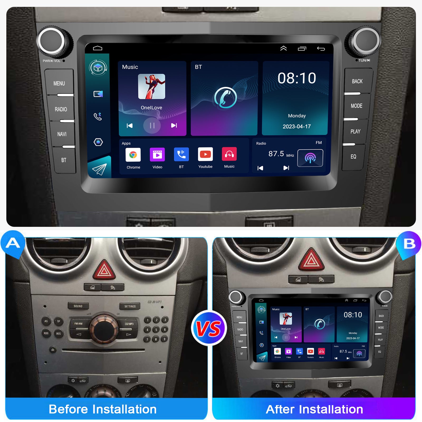 ESSGOO Car Stereo AZ0001 7 Zoll Android Autoradio für Opel