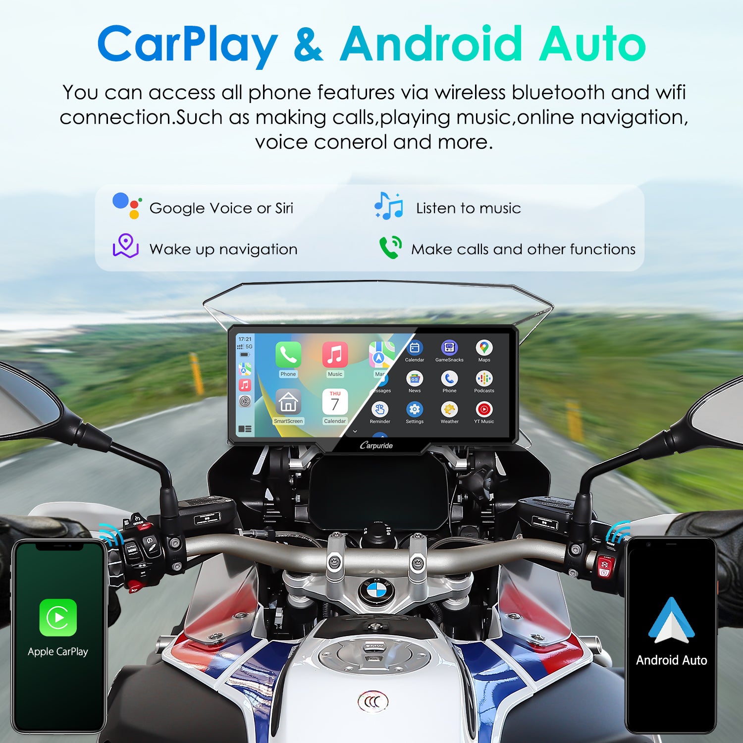 Carpuride W619B BMW Motorrad-Display 6,86 Zoll CarPlay